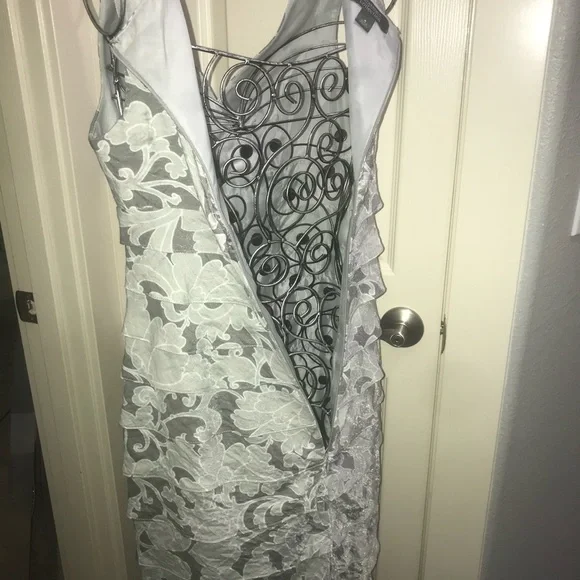 Dressbarn dress size 4 color silver gray lined knee length sleeveless zip up - Picture 14 of 15